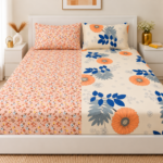 VAA Bedsheet for Double Bed Combo Polycotton with 4 Pillow Covers