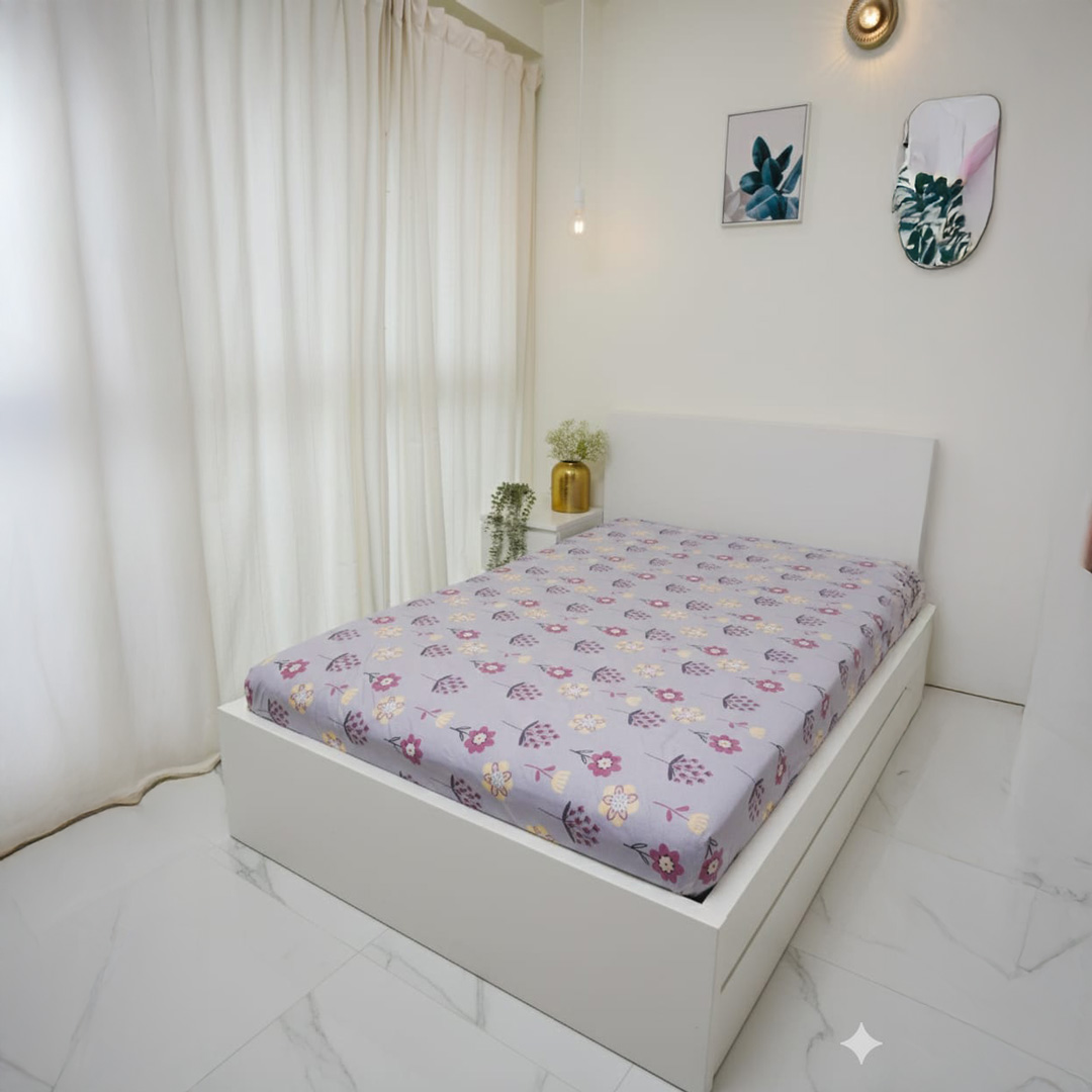 190004142-D-71,-Blue-01.jpg VAA Bedsheet for Single Bed Polycotton without Pillow Covers - Image 1