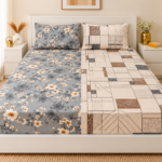 VAA Bedsheet for Double Bed Combo Polycotton with 4 Pillow Covers
