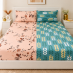 VAA Bedsheet for Double Bed Combo Polycotton with 4 Pillow Covers
