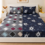 VAA Bedsheet for Double Bed Combo Polycotton with 4 Pillow Covers