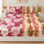 VAA Bedsheet for Double Bed Combo Polycotton with 4 Pillow Covers