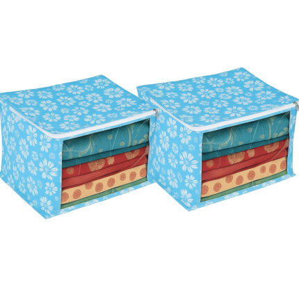 VAA Saree Covers/Storage Bags Transparent Window with Zip | Medium - Set of 2