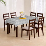 VAA Vinyl Blossom Table Cover Grey– 6 Seater | Pack of 1