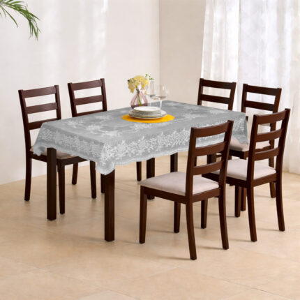 VAA Vinyl Blossom Table Cover Grey– 6 Seater | Pack of 1