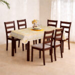 VAA Vinyl Blossom Table Cover Gold– 6 Seater | Pack of 1