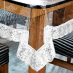 VAA Vinyl Blossom Table Cover Transparent with White Lace – 6 Seater | Pack of 1 - Image 3