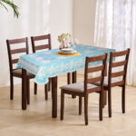VAA Vinyl Blossom Table Cover Blue– 4 Seater | Pack of 1