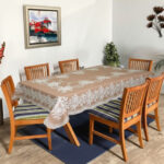 VAA Vinyl Blossom Table Cover Brown– 6 Seater | Pack of 1