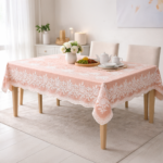 VAA Vinyl Blossom Table Cover Peach– 6 Seater | Pack of 1