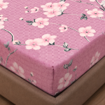 VAA Polycotton Bedsheet with Two Pillow Covers | 140 GSM | 224 x 243 CM | Floral Blossom - Purple, Peach & Green - Image 5
