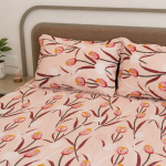 VAA Polycotton Bedsheet with Two Pillow Covers | 140 GSM | 224 x 243 CM | Floral Vine - Pink & Burgundy - Image 3