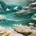 VAA 7D Premium Double Bedsheet with 2 Pillow Covers | Ocean Wave & Cloudscape Digital Print | Cotton Finish GSM 120 | 230 x 241 CM - Image 5
