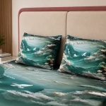 VAA 7D Premium Double Bedsheet with 2 Pillow Covers | Ocean Wave & Cloudscape Digital Print | Cotton Finish GSM 120 | 230 x 241 CM - Image 3