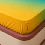 VAA Ombre Premium Double Bedsheet with 2 Pillow Covers | Tropical Sunrise | Teal Green & Sunlit Yellow | Cotton Finish GSM 120 | 230 x 241 CM - Image 4