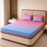 VAA Ombre Premium Double Bedsheet with 2 Pillow Covers | Cotton Candy Fade | Blush Pink & Powder Blue | Cotton Finish GSM 120 | 230 x 241 CM