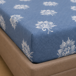 VAA Cotton Double Bedsheet with 2 Pillow Covers | 144 GSM | 224 X 243 CM | Lotus | Sky Blue & Slate Blue - Image 5