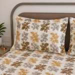 VAA Cotton Double Bedsheet with 2 Pillow Covers | 144 GSM | 224 X 243 CM | Vintage Floral | Brown, Beige & White - Image 3
