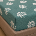 VAA Cotton Double Bedsheet with 2 Pillow Covers | 144 GSM | 224 X 243 CM | Lotus | Teal Green & Ivory - Image 5