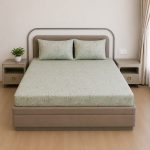 VAA Cotton Double Bedsheet with 2 Pillow Covers | 144 GSM | 224 X 243 CM | Spring Blossom | Green - Image 2