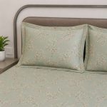 VAA Cotton Double Bedsheet with 2 Pillow Covers | 144 GSM | 224 X 243 CM | Spring Blossom | Green - Image 3