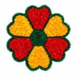Colorful Floral Heart Rangoli Mat Entrance & Festival Décor - (Pack of 1) - Image 3