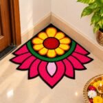 Vibrant Floral Rangoli Mat Corner Décor (Pack of 1)
