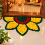 Flower Half Rangoli Mat Entrance & Festival Décor (Pack of 1)