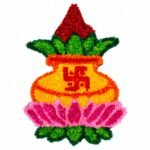 Floral Kalash Rangoli with Lotus Base Festival Décor (Pack of 1) - Image 2